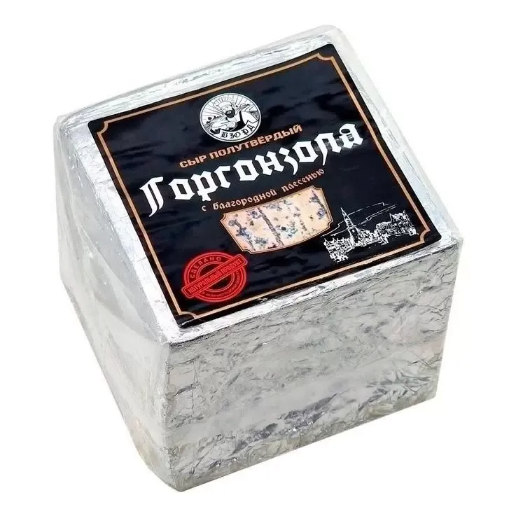 Сыр полутвердый с плесенью Горгонзола м.д.ж. 50% (голова 1кг ,кубик)