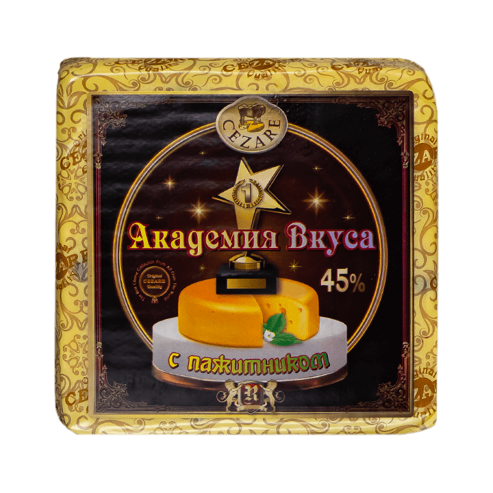 Сыр "Академия Вкуса" с пажитником 45% кубик 8*2кг (Cezare)