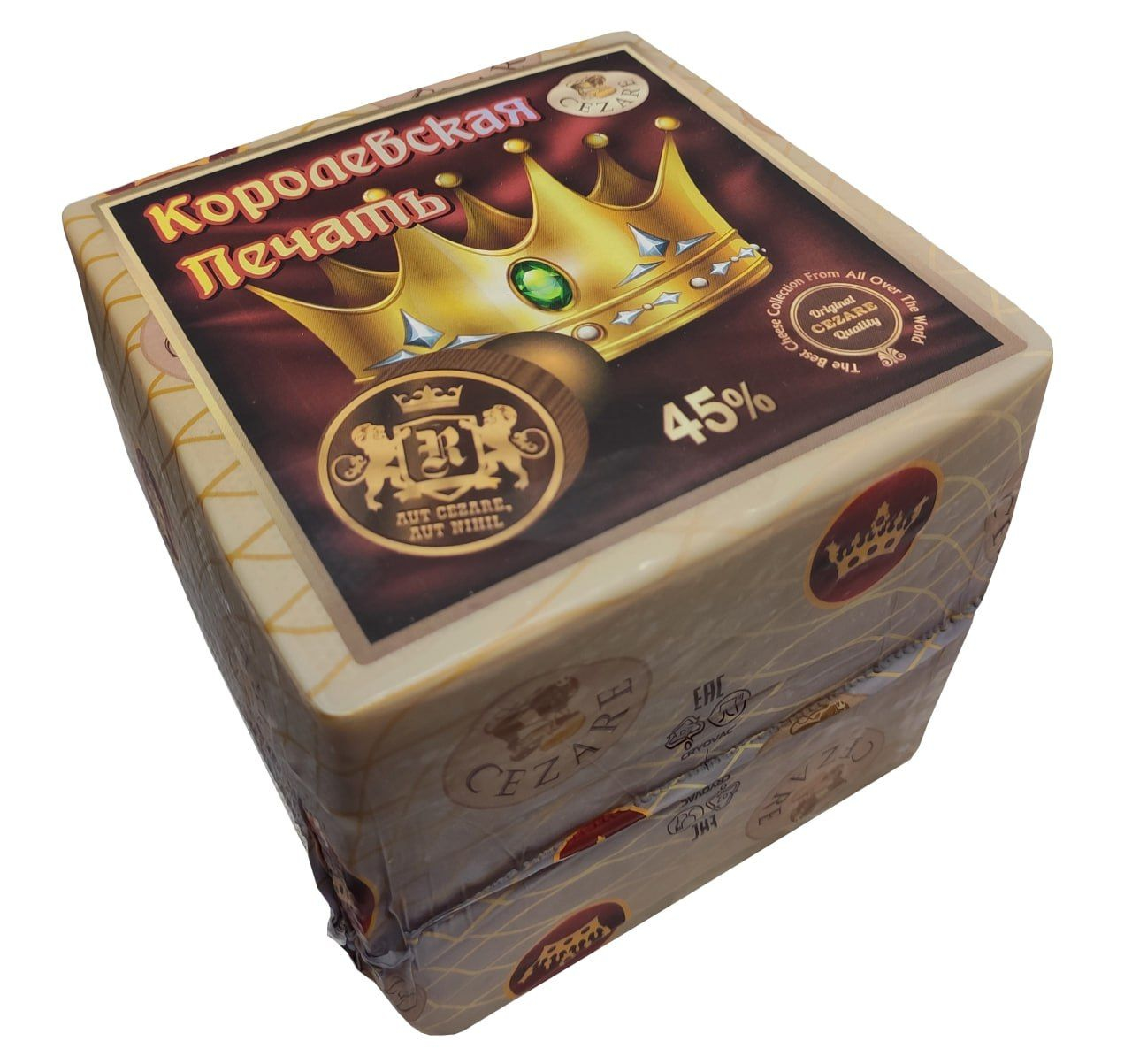 Сыр Королевская печать 45% кубик 8*2кг (Cezare) 